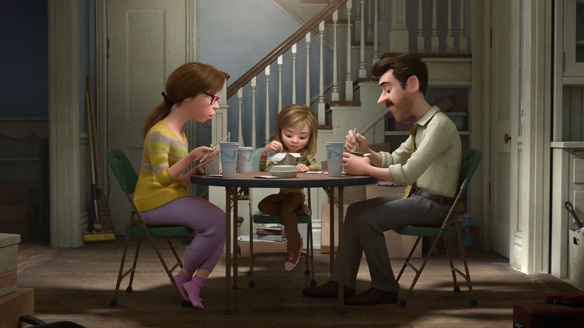 Inside Out - Riley at the dinner table with Mom and Dad