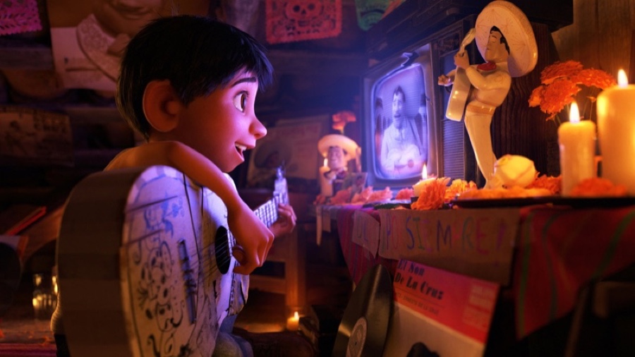 Coco - Miguel in his attic hideout, watching Ernesto de la Cruz on screen