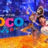 Coco (2017) - Miguel and Héctor on the marigold bridge, with Dante