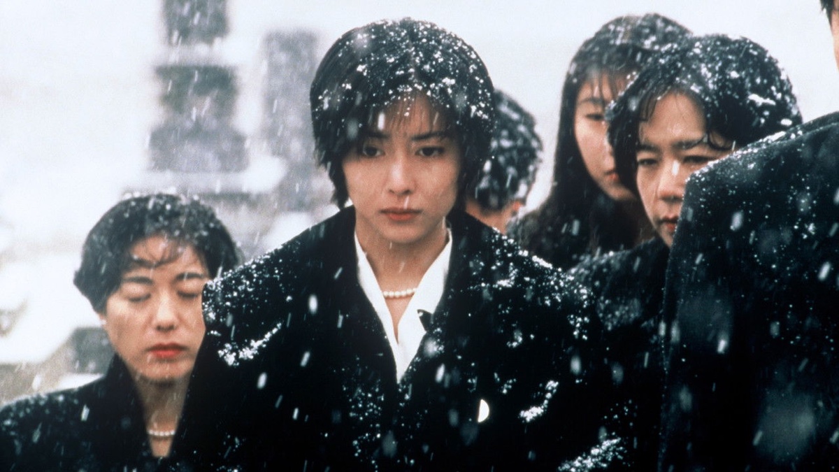Love Letter (1995) - Hiroko at the snowy memorial service