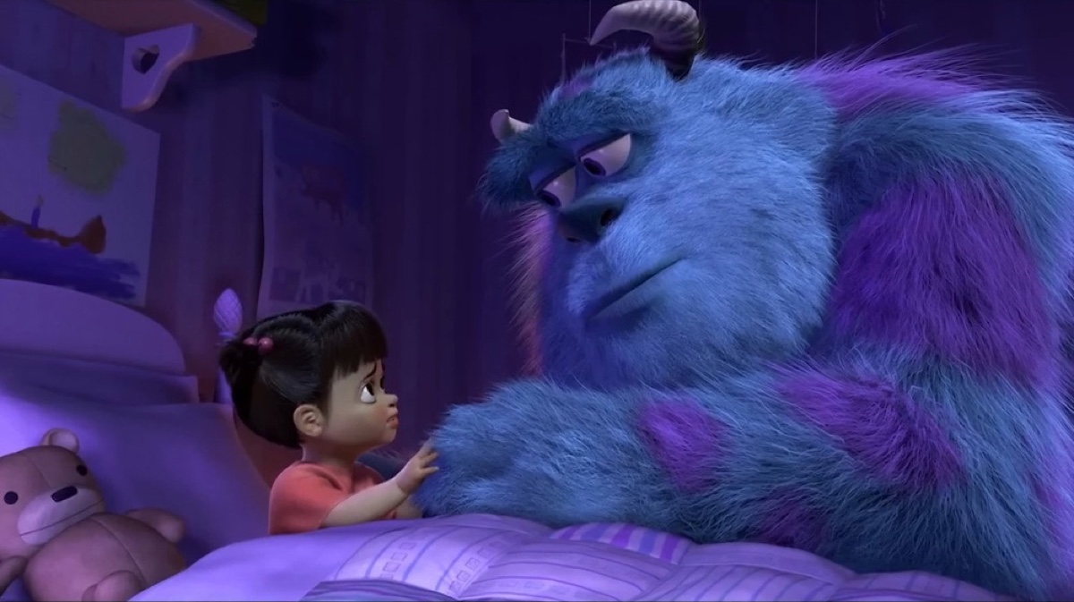Monsters, Inc. - Sulley talking to Boo in her bed
