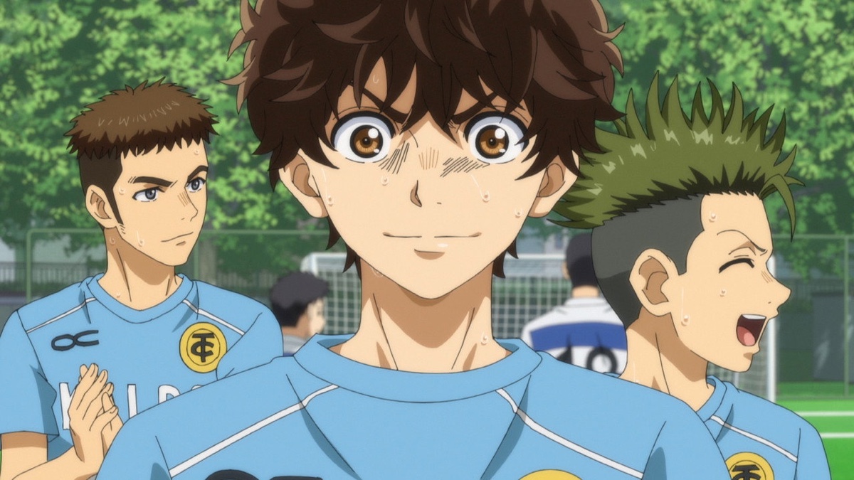 Aoashi - Ashito with his teammates on the pitch in episode 24