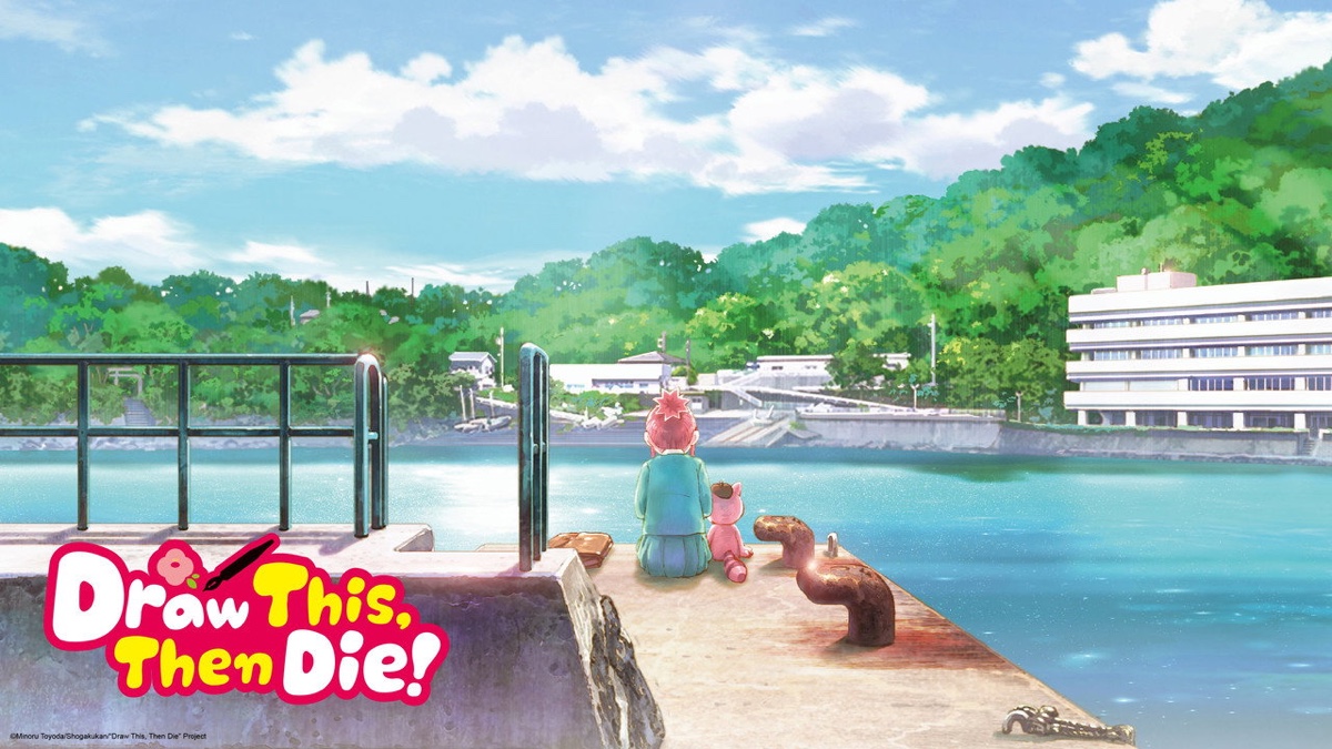 Draw This, Then Die! key art - Ai and Pokota sitting on a pier on the island